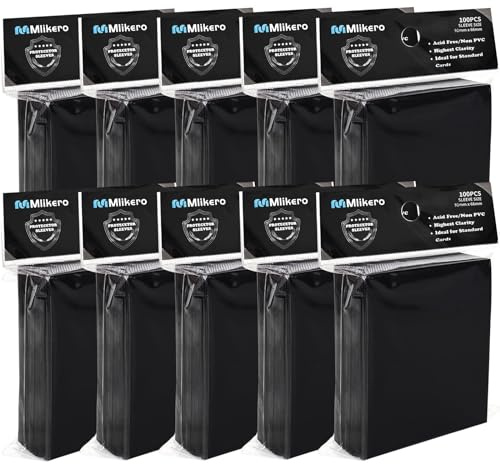 Mlikero 1000 Stück Weiche Sammelkartenhüllen, 66 x 91 mm Standardgröße Sammelkarten Karten Hüllen, Perfekte Passform fit für Sammelkarten, Sportkarten (Schwarz)