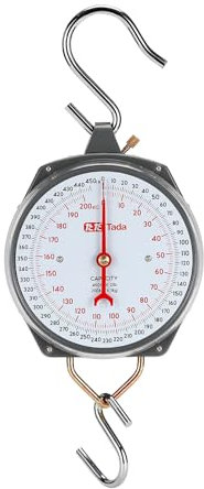 Tada Game Scale 450lb Mechanical Hanging Scale with 8 Inch Dial, Heavy-Duty Design for Kitchen, Fishing, Outdoor Use, and Farms