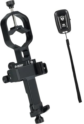 Svbony SV214Pro Universal Telefon Adapter, 3-Achse Handy Teleskop Adapter für Teleskop, Vollmetall Zubehör Kompatibel mit Spektive, Fernglas und Monokular (28-48mm)