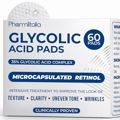 Glycolic Acid Pads 35% - Resurfacing Pads for Face & Body - Exfoliating Peel Pad for Body, Blackheads and Dark Spots - Helps Tone & Brightens Skin - Fine Lines and Wrinkles - 60 Count