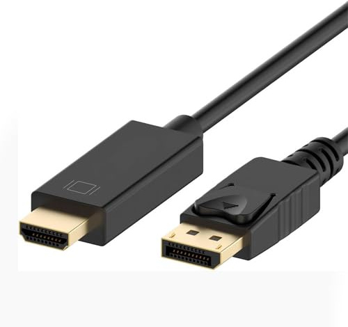 REY Kabel Display Port DP männlich zu HDMI männlich 3 Meter 4K Vergoldete Anschlüsse Schwarz