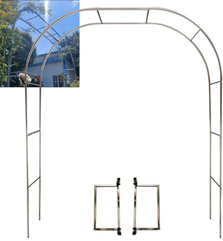 1,2/1,5/1,8/2/2,2/2,4/2,6/2,8/3/3,2/3,5/4/4,5/5 M B X 230cm/240cm H Gartenbogen Rosenbogen Aus Edelstahl Blumenbogen Rahmen Für Kletterpflanzen, Zeremonie Im Freien(Color:19mm+base,Size:3*2.4m(9.8*7.9