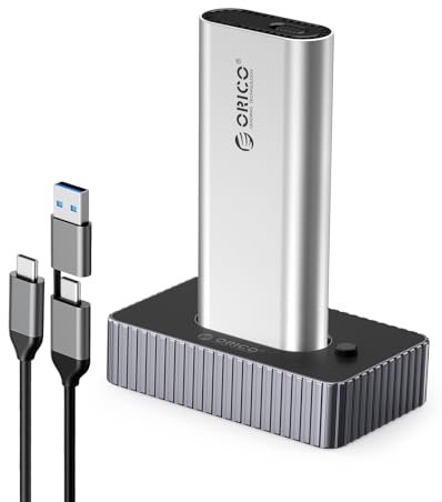 ORICO M.2 NVMe SATA Docking Station mit Aluminium Kühlkörper Gehäuse,10Gbps M2 SSD auf USB Adapter mit 3.3FT USB C zu C/A Kabel, Bis zu 8TB, Werkzeuglos -IT18