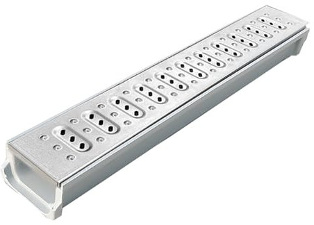 Canaleta Desague con Rejilla Desagüe de Zanja para Patio con Rejilla de Acero Inoxidable 304, Desagüe de Zanja Antideslizante para Caminos, Terrazas, Garajes, Cocinas y Baños, Cubierta de Alcantarilla