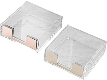 BCOATH 2stücke Teiliges Memo Pad Halter Aus Transparentem Acryl Langlebiger Zettelbox Organizer Mit Stifthalter Eleganter Schreibtischspender Für Bürobedarf Und Schüler Roségold Und Goldf