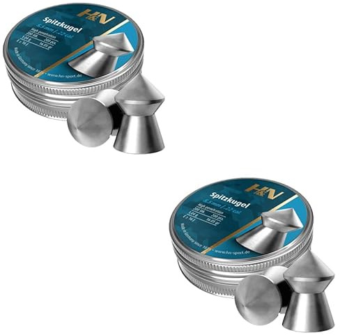 Balines H&N Spitz Kugeln (5,5mm) | Perdigones Calibre .22 para carabinas/escopetas de Aire comprimido [2 Cajas]