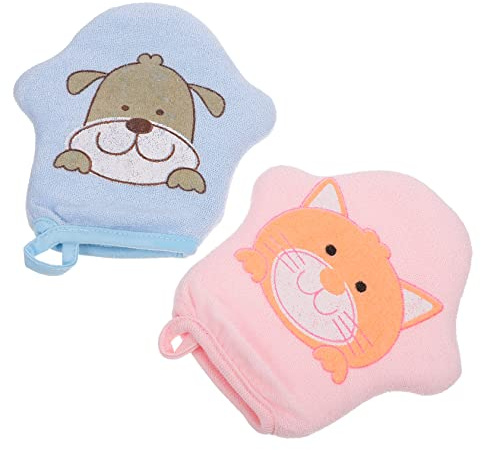 WATIIFUFU 2stücke Badehandschuhe Peelingtuch Körperreinigungsbürste Duschtuch Badetuch Cartoon Baumwolle Für Infant