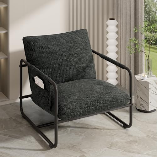 Hawthyhome Sessel•Loungesessel•Relaxsessel Wohnzimmer modern Relaxsessel mit Metallbeinen Modell, Oxford-Stoff, für Wohnzimmer/Schlafzimmer Bis 130kg Schwarz