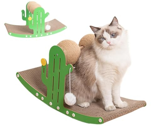 Tewzafiya Griffoir pour Cactus, Cactus griffoir pour Chat | Griffoir pour Chat avec Boule | Jouet Anti-Rayures pour Chat, Jouets relaxants pour Animaux domestiques agitables pour l'intérieur,