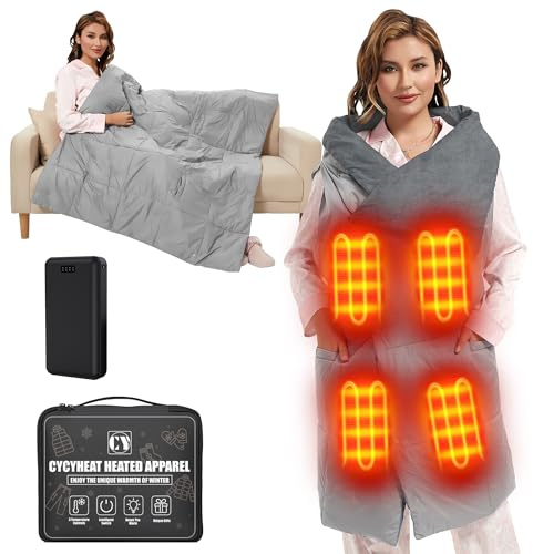 7.4V 20000mAh Akku Heizdecke Kabellos für Herren Damen, 132×110cm Elektrische Wärmedecke Tragbar mit 8 Heizzonen und 3 Temperaturstufen für Zuhause & Büro