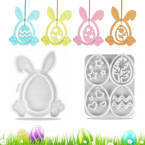 3D Stampo per Uova di Pasqua, DIY Stampi per Coniglio Pasquale Ciondoli, Interessante Stampo in Silicone Pasquale, Stampi per Colata di Pasqua in Resina Epossidica per Decorazione Pasquale