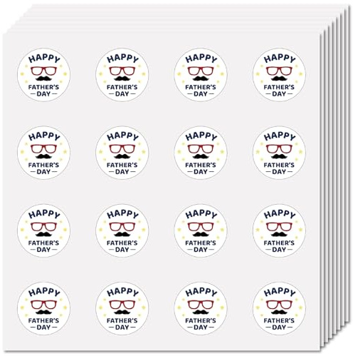 CREATCABIN 128Stück Happy Fathers Day Aufkleber Geschenkanhänger Vatertag Aufkleber Etikett 2.5cm kleine Runde Punkte Papa Bart Brillenaufkleber Party Dekorationen Für Grußkarten Geschenkboxen Laptops