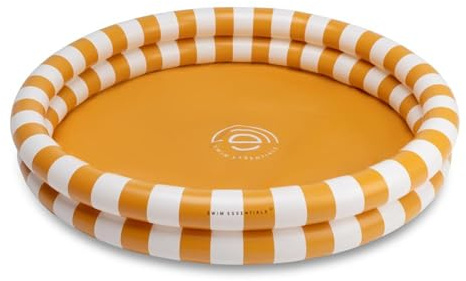 Swim Essentials Piscina Hinchable Bebé Rayas Amarillas/Blancas Ø100 cm – PVC Resistente, 2 Cámaras, Kit Reparación, Piscina Jardín Infantil