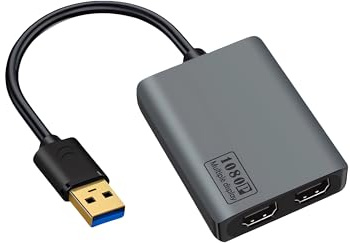 XinYaa Adaptateur USB 3.0 vers double HDMI, convertisseur de moniteur MST USB vers 2 x HDMI, répartiteur HDMI pour deux moniteurs, prend en charge 3 écrans différents (extension et miroir) pour