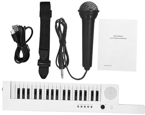 Tastiera Elettronica Tastiera Elettronica A 37 Tasti Pianoforte Leggero Ricaricabile A Forma Di Chitarra Con Tracolla Mini Microfono E 10 Demo