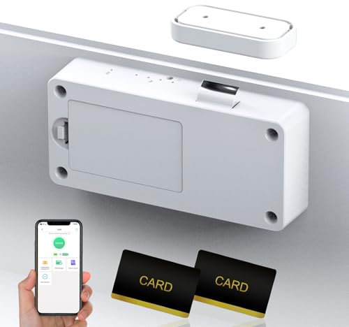 Smart Cabinet Lock, Foxlock 3 in 1 Hidden Magnetic Cupboard Locks, No Drill Adhesive Bluetooth RFID Keyless Drawer Lock, Baby Cupboard Safety Locks for Children Liquor File Desk Dresser, White