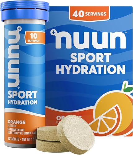 Nuun Sport Electrolyte Tablets with Magnesium, Calcium, Potassium, Chloride & Sodium, Gluten Free & Vegan, Orange, 4 Pack (40 Servings Total)