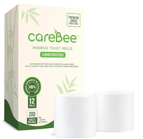Bamboo Toilet Rolls | Unscented | 3-Ply | 100% Bamboo | Plastic-Free Packaging | 200 Sheets Per Roll | Biodegradable, Compostable & Eco-Friendly | Vegan (6 Rolls)