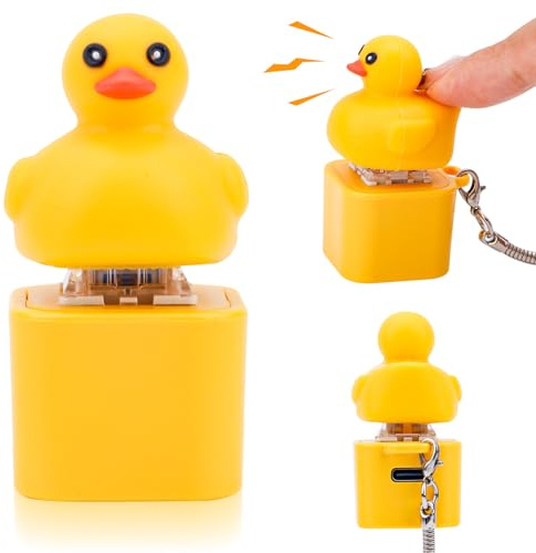 BTFO Duck Fidget Keychain Toy, Rechargeable Quacking Duck Keychain Portable and Fun Finger Fidgets Ducks Quack Button Keychains Creative Keyboard Keycaps for Relaxation