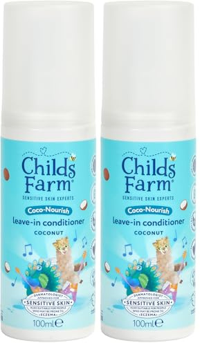 Childs Farm Coco-Nourish Leave-in Conditioner Hair Spray, Define Curls, Smooth, Styling Protector, Coconut, Kids, 100ml (Pack of 2)