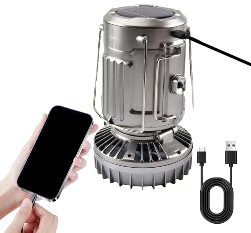 Acunny Lámpara de camping | Farol solar de camping con luz LED | Recargable resistente al agua equipo exterior con ventilador plegable para tienda de campaña senderismo corte de energía tormenta