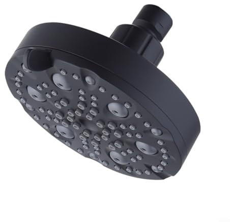 HomeVortex Set di soffione doccia a forma di fiore, con 9 modalità di acqua, tra cui massaggio a pioggia e pulsazioni, dispositivo da bagno in ABS regolabile a 360°, alta pressione (nero)