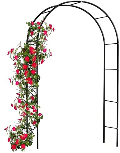 Arche de jardin en métal robuste pour extérieur, cérémonie de mariage, treillage disponible en 1,2 m, 1,8 m, 2 m et largeurs (noir, 350 cm de large x 220 cm de hauteur)