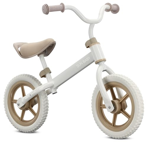 sun baby Bicicleta sin Pedales para niños 2 Años Molto Strada, MAX. 30 kg, Balance Bike con neumáticos de Espuma, sillín y Manillar Ajustables, Cuadro de Acero - Beige