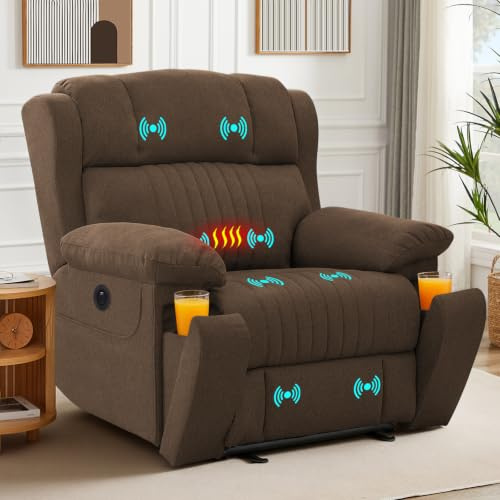 Consofa Fernsehsessel Elektrisch Verstellbar,Massagesessel mit Wärmefunktion,Relaxsessel mit Liegefunktion 2 Seitentaschen Getränkehalter,Schlafsessel mit Typ C & USB TV Sessel Für Wohnzimmer (Braun)