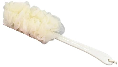 2 st långt handtag ryggborste kroppsskrubbare dusch hängande svampar mjukt nät badborstar tillbehör för kvinnor, män (beige)
