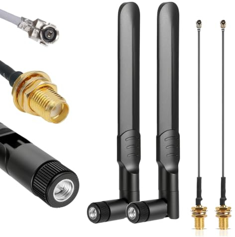 WLAN Antenne 2.4GHz 3dBi, U.FL auf SMA Pigtail 12cm 2er Set für IP Kameras | Omnidirektionale 360-Grad-Abdeckung - Plug-and-Play für Netzwerkkarten & Videoüberwachung - Inklusive lebenslangem Support