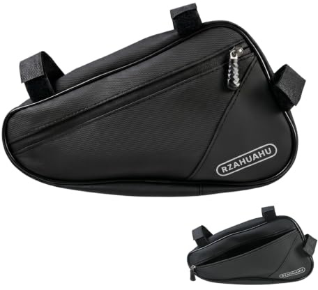 Merzio Bike Frame Bag Waterproof Bicycle Triangle Bag with 3 Magic Straps Detachable Top Tube Pouch Large Capacity Cycling Accessories for MTB Road Bikes Black