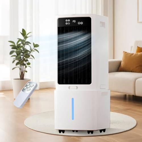 12L Aire Acondicionado Portátil, 3 Velocidades, Enfriador de Aire con Mando a Distancia, Temporizador 1-12h,Depósito Extraíble, para Dormitorio y Cocina