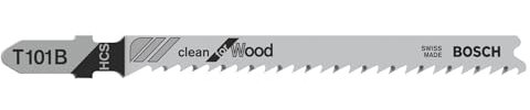 Bosch 100x T 101 B Clean for Wood Stichsägeblatt (für Weichholz, Sperrholz, Länge 100 mm, Professional Zubehör Stichsäge)