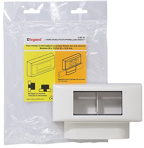 Legrand - Cadre double pour appareillage Mosaic - pour moulures 12,5mm
