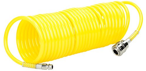 ECD Germany Tubo ad aria compressa da 7,5 m, tubo a pressione, tubo ad aria, tubo a spirale ad aria compressa, tubo pneumatico per compressore d'aria in PE flessibile, giallo