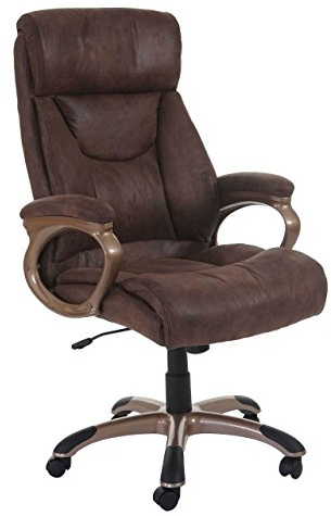 Mendler Bürostuhl Dallas, Schreibtischstuhl Drehstuhl Chefsessel, FSC®-Zertifiziert - Wildleder-Optik Taupe-braun