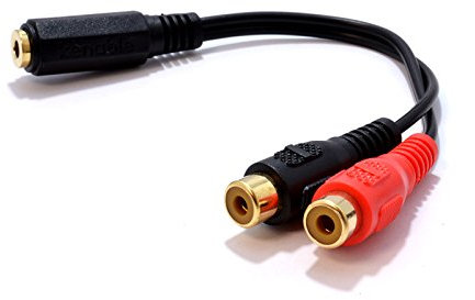 kenable Plaqués Or 3,5 mm Stéréo Jack Femelle Vers 2 x Cinch RCA Femelles adaptateur câble Court