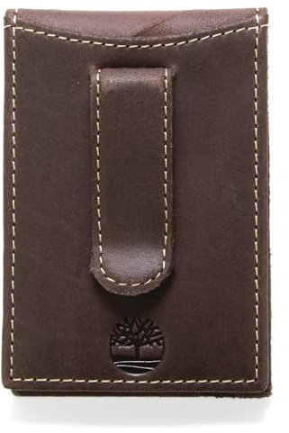 Timberland mens Slim Leather Front Pocket Credit Card Holder Travel Accessory Bi Fold Wallet, Brown (Money Clip) 2, One Size US