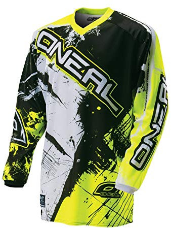 O'NEAL | Motocross-Jersey | MX Enduro | Gepolsterter Ellbogenschutz, V-Ausschnitt, atmungsaktiv | Element Jersey Shocker | Erwachsene | Neon Gelb | Größe L