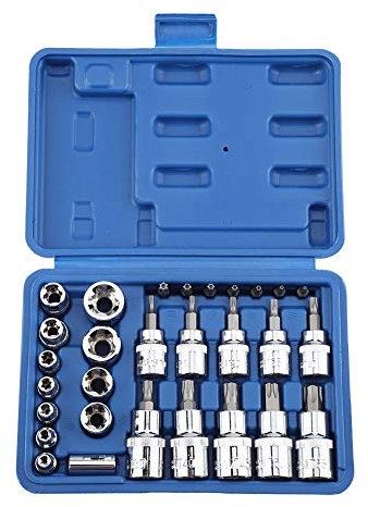 29 piezas Juego de destornillador herramientas Torx con puntas de destornillador de estrella con enchufes Torx macho y hembra y puntas E y T