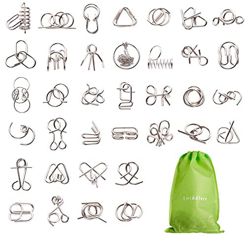 THE TWIDDLERS 36 Mini Knobelspiele Metall, Geduldspiele für Kinder & Knobelspiel für Erwachsene (inkl. Anleitung) - Kindergeburtstag, Party Mitgebsel, Give Away, Mini Geschenke für Jungen & Mädchen