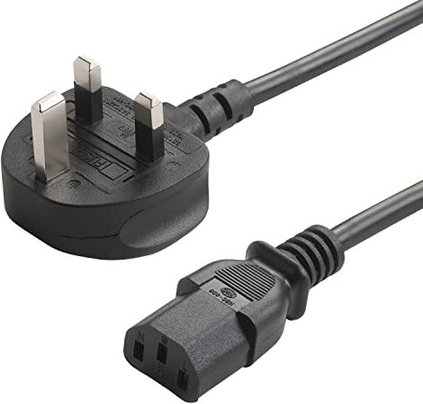 TRD UK Kettle Lead Power Lead 0.5M, 1M, 3M & 5M 3 pin power cable for TV, pc, monitor, plug, printers power cord (1M)
