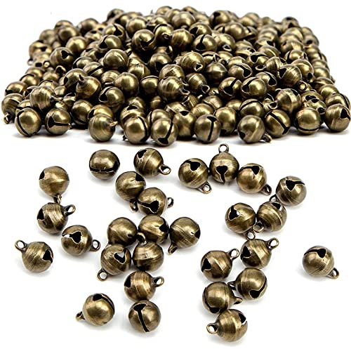 200 Stück Vintage Glöckchen in Bronze,6mm Bronze Glocken Schellen zum Aufhängen für Hunde Türglocke, Töpfchentraining, Windspiel,Geschenkanhänger, Windspiel Weihnachtsglocke Kunsthandwerk