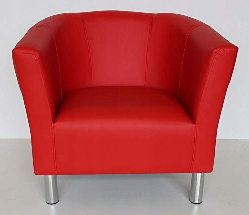 MARTHOME Poltrona Club Trio: Imbottita, Pouf, Sgabello, da Cocktail, Salotto, Ufficio, Camera da Letto, Sala d'Attesa (Rosso)