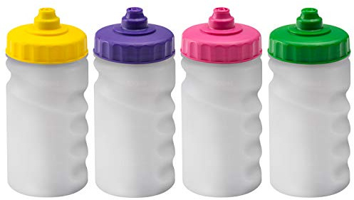 Foxberry 300ml Children's Small Reusable Water Bottles - 4 Pack - Hands Free Lid - Spill Proof - Leakproof Spout - BPA Free - Dishwasher Safe - Sports - School - Clubs