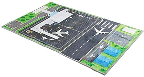 Rururug Kids Carpet Play mat, Airport runway plane Kids Rugs For Playroom & Kid Bedroom, Soft Foldable Room Decor rug 120x160(3ft11 x5ft3)
