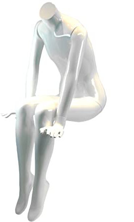 Schaufensterpuppe, Kindertorso, Schaufensterfigur | Zerlegbare Puppe | Verschiedene Sitzpositionen konfigurierbar | Mannequin aus Fiberglas | ohne Kopf, Hochglanz weiß