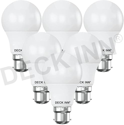 DECK INN Pack of 2 BC B22 LED GLS Light Bulbs,60W Incandescent Bulb Equivalent, 9W, 850lm, Daylight 6000K, A60 BC B22 Bayonet Cap LED Bulbs [Energy Class A+]