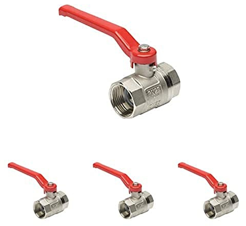 Cornat Kugelhahn - 30,93 mm (1 Zoll) IG - Mit langem Stahlhebel & vollem Durchgang - Beidseitiges Innengewinde - Hochwertiges Messing, Absperrhahn für Wasserleitungen, Wasserhahn, FLOR92615, 4er Pack